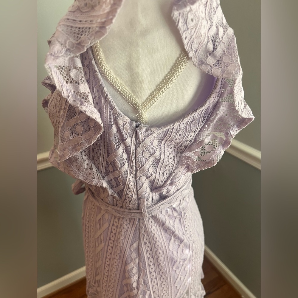 Aqua Lavender Lace Mini Dress with Liner - Medium - Picture 6 of 8